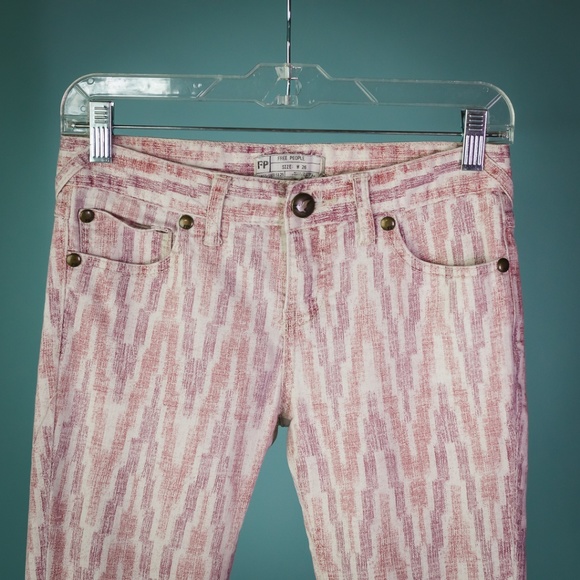 Free People Size 26 Red White Skinny Pants - Picture 2 of 6